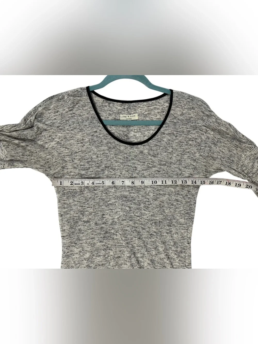 Rag & Bone New York Marled Knit Scoop Neck Long Sleeve Black Trim Top Size S - Picture 8 of 10